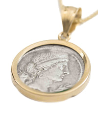 14k Gold Genuine Ancient Roman Coin Necklace (Pax/Octavian; 44-27 B.C.)