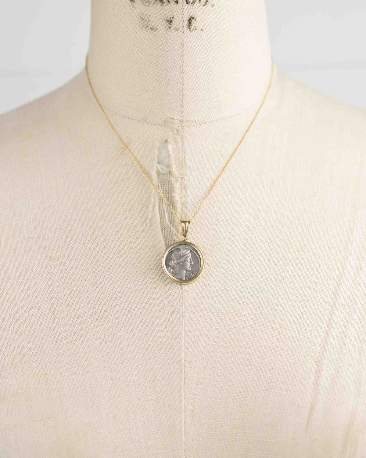 14k Gold Genuine Ancient Roman Coin Necklace (Pax/Octavian; 44-27 B.C.)