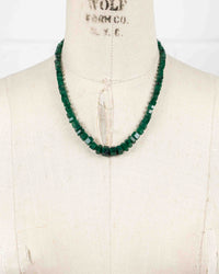 14k Gold Large Natural Brazilian Emerald Nugget Hand-Knotted Necklace