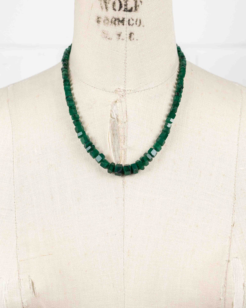 14k Gold Large Natural Brazilian Emerald Nugget Hand-Knotted Necklace
