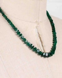 14k Gold Large Natural Brazilian Emerald Nugget Hand-Knotted Necklace