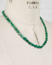 14k Gold Natural Brazilian Emerald Light Green Knotted Necklace