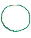 14k Gold Natural Brazilian Emerald Light Green Knotted Necklace