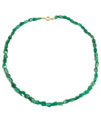 14k Gold Natural Brazilian Emerald Light Green Knotted Necklace