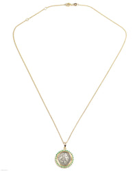 14k Gold & Emerald Genuine Ancient Greek Coin Necklace (Persephone; 340-330 B.C.)