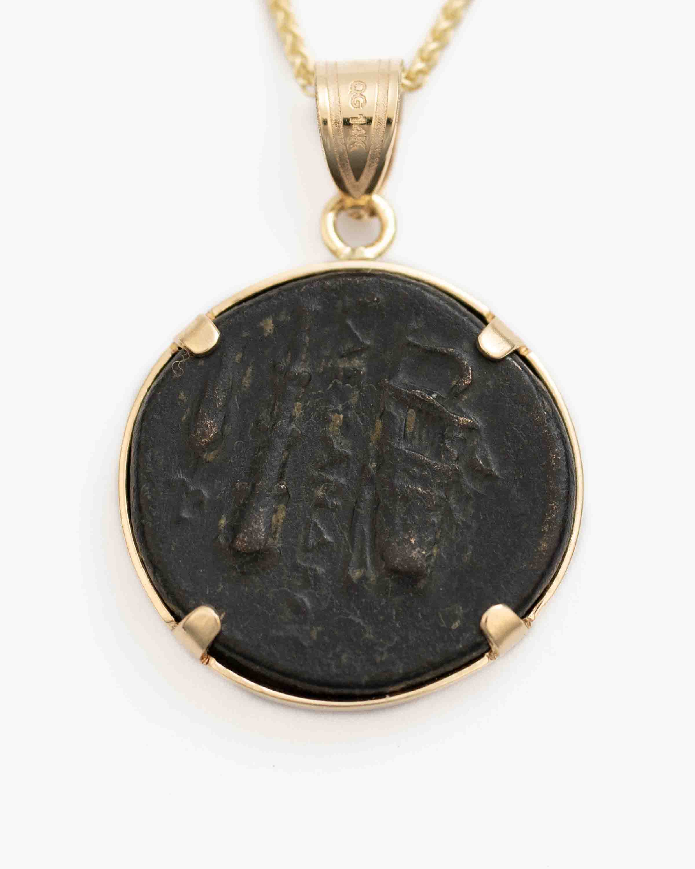 14k Gold Genuine Ancient Greek Coin Necklace (Alexander the Great; 336-323 B.C.)