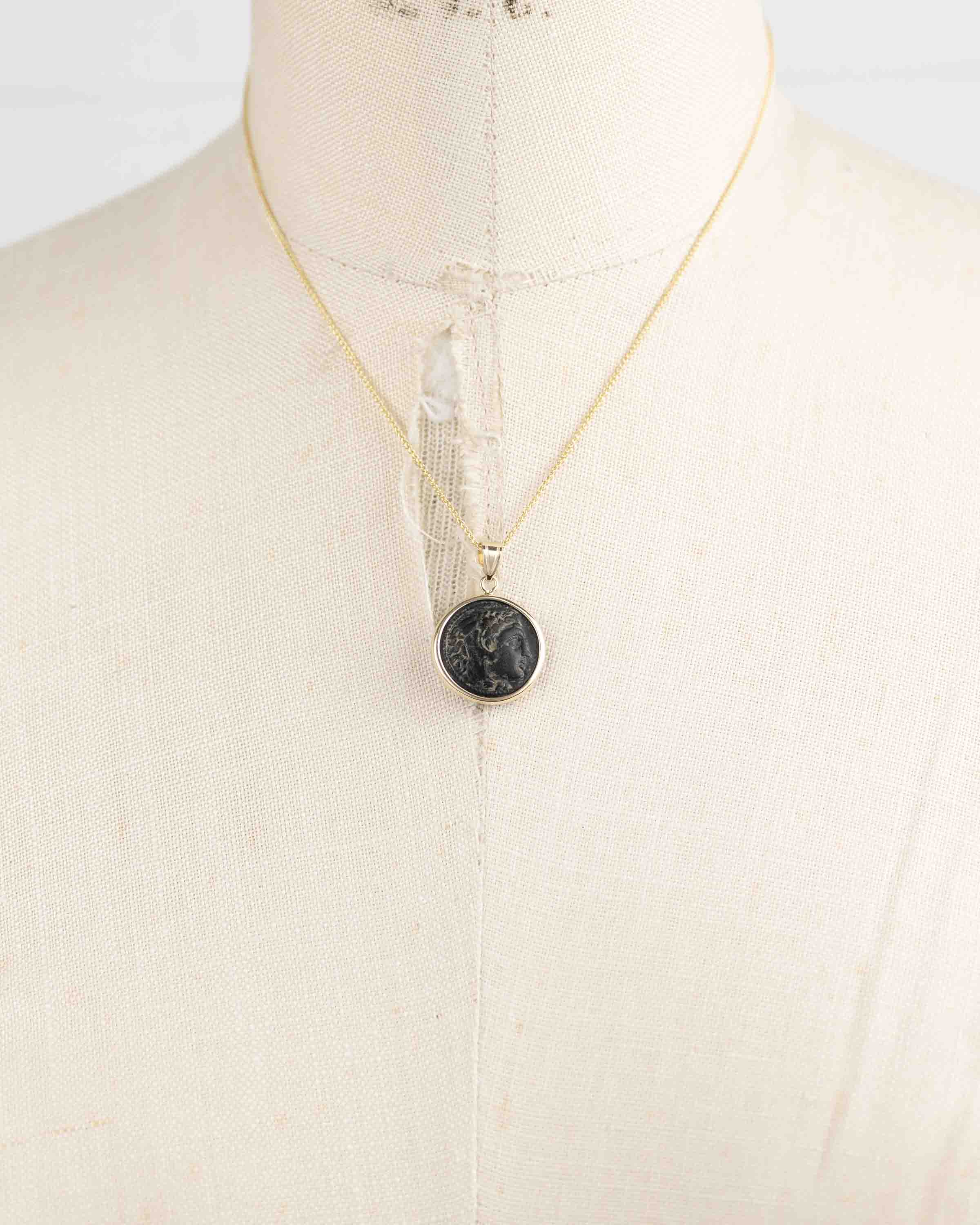 14k Gold Genuine Ancient Greek Coin Necklace (Alexander the Great; 336-323 B.C.)