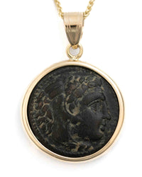 14k Gold Genuine Ancient Greek Coin Necklace (Alexander the Great; 336-323 B.C.)