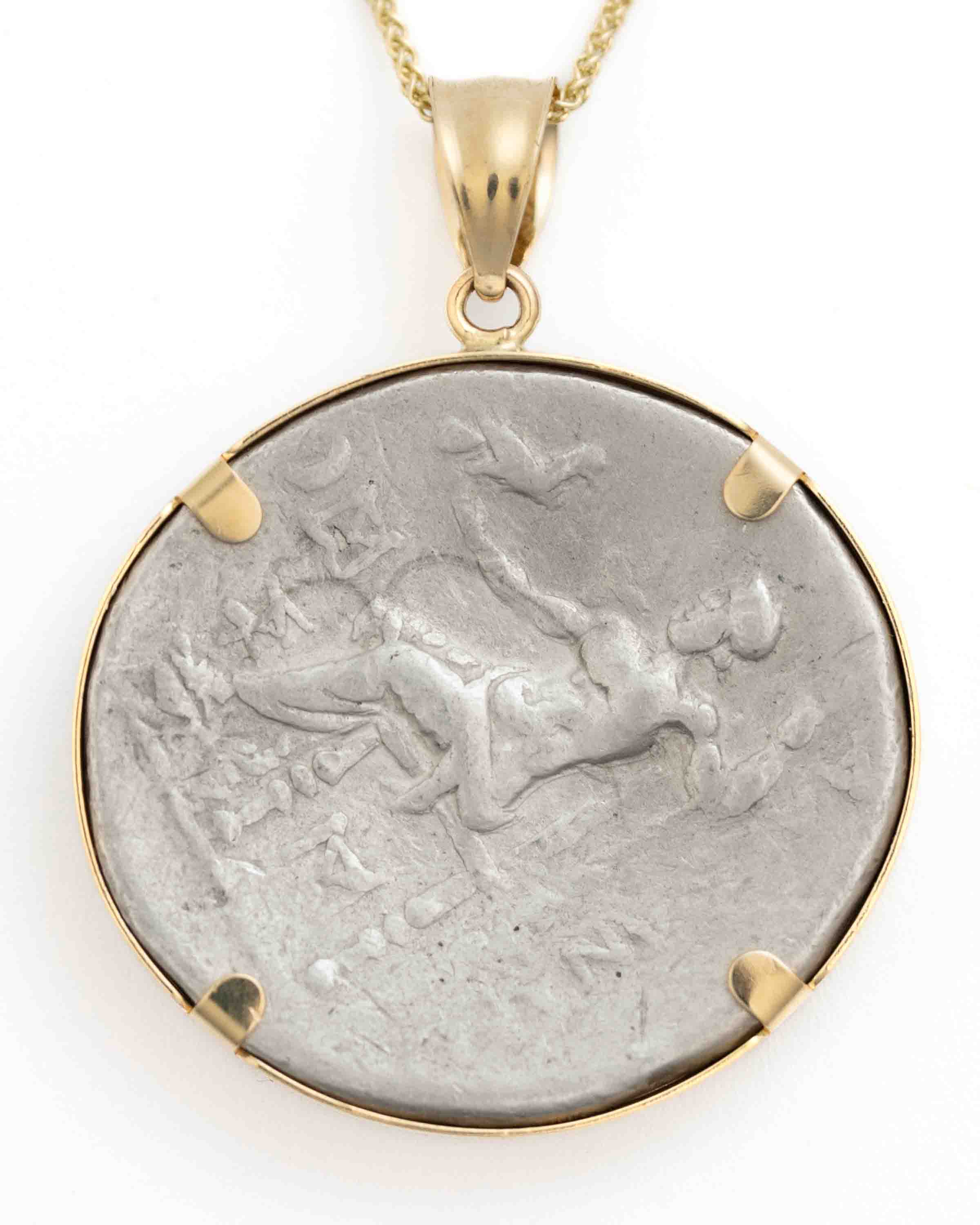 14k Gold Genuine Ancient Greek Coin Necklace (Alexander the Great Tetradrachm; 336-323 B.C.)