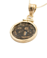 14k Gold Genuine Ancient Biblical/Judaean Coin Necklace (Widow's Mite; 103-73 B.C.)