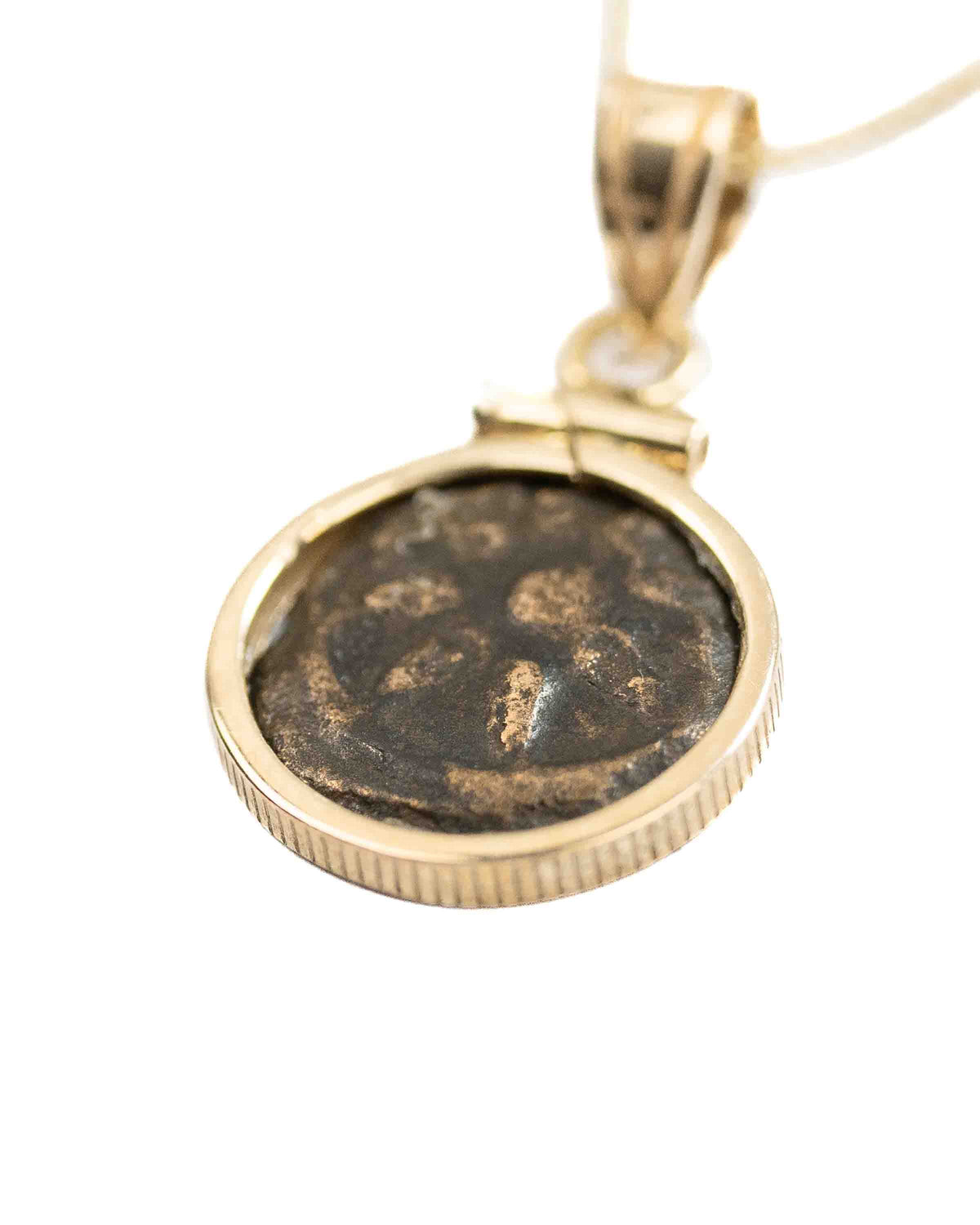 14k Gold Genuine Ancient Biblical/Judaean Coin Necklace (Widow's Mite; 103-73 B.C.)