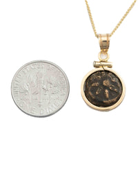 14k Gold Genuine Ancient Biblical/Judaean Coin Necklace (Widow's Mite; 103-73 B.C.)