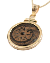 14k Gold Genuine Ancient Biblical/Judaean Coin Necklace (Widow's Mite; 103-73 B.C.)
