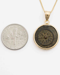 14k Gold Genuine Ancient Biblical/Judaean Coin Necklace (Widow's Mite; 103-73 B.C.)