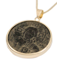 14k Gold Genuine Ancient Byzantine Coin Necklace (Christ, King of Kings; 976-1025 A.D.)