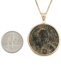 14k Gold Genuine Ancient Byzantine Coin Necklace (Christ, King of Kings; 976-1025 A.D.)