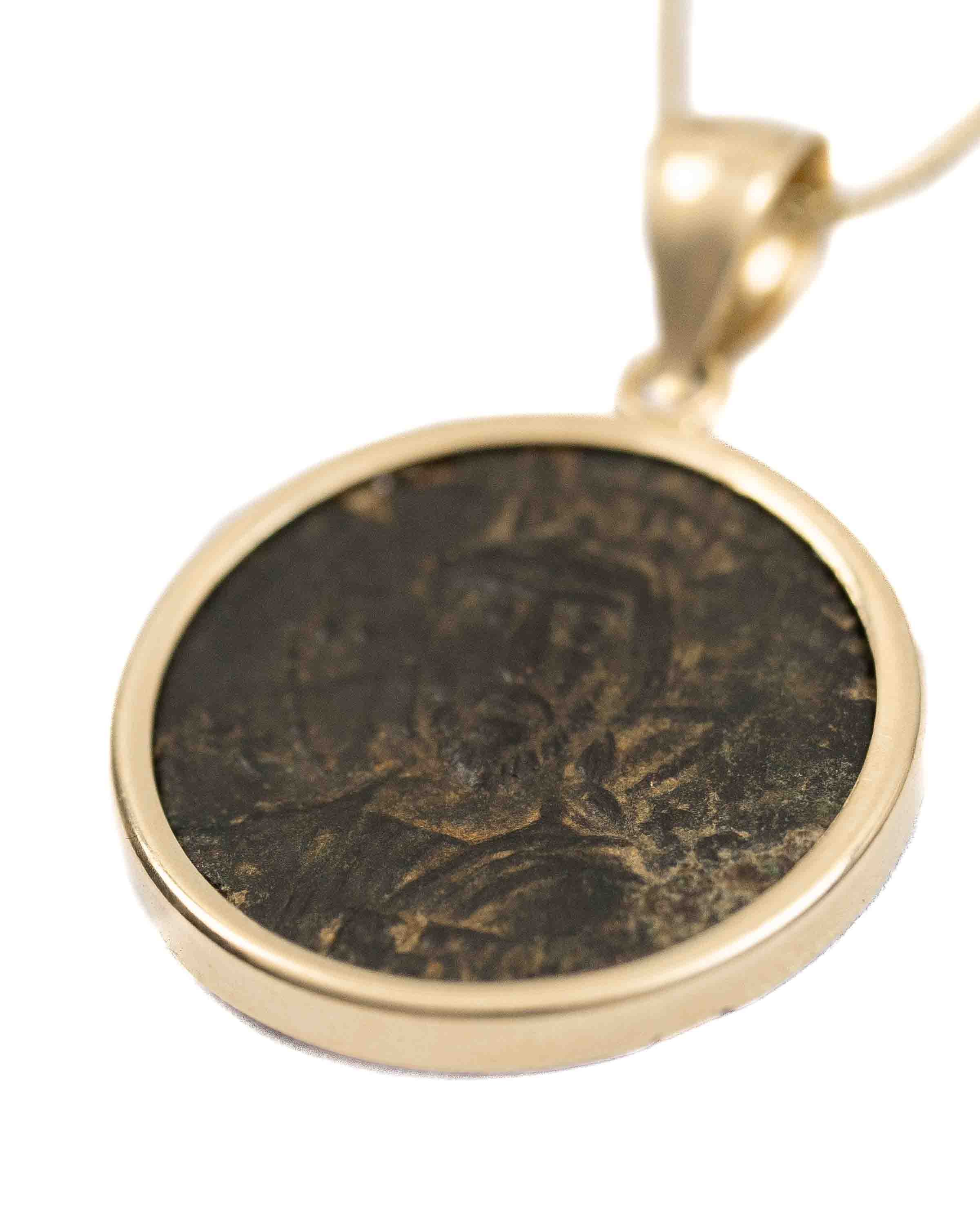 14k Gold Genuine Ancient Byzantine Coin Necklace (Christ, King of Kings; 976-1025 A.D.)