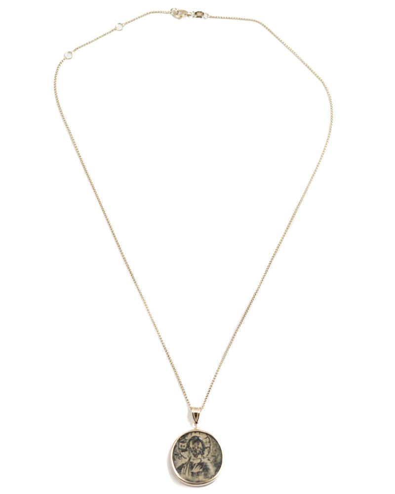 14k Gold Genuine Ancient Byzantine Coin Necklace (Christ, King of Kings; 976-1025 A.D.)