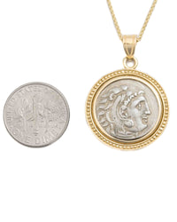 14k Gold Genuine Ancient Greek Coin Necklace (Alexander the Great; 336-323 B.C.)