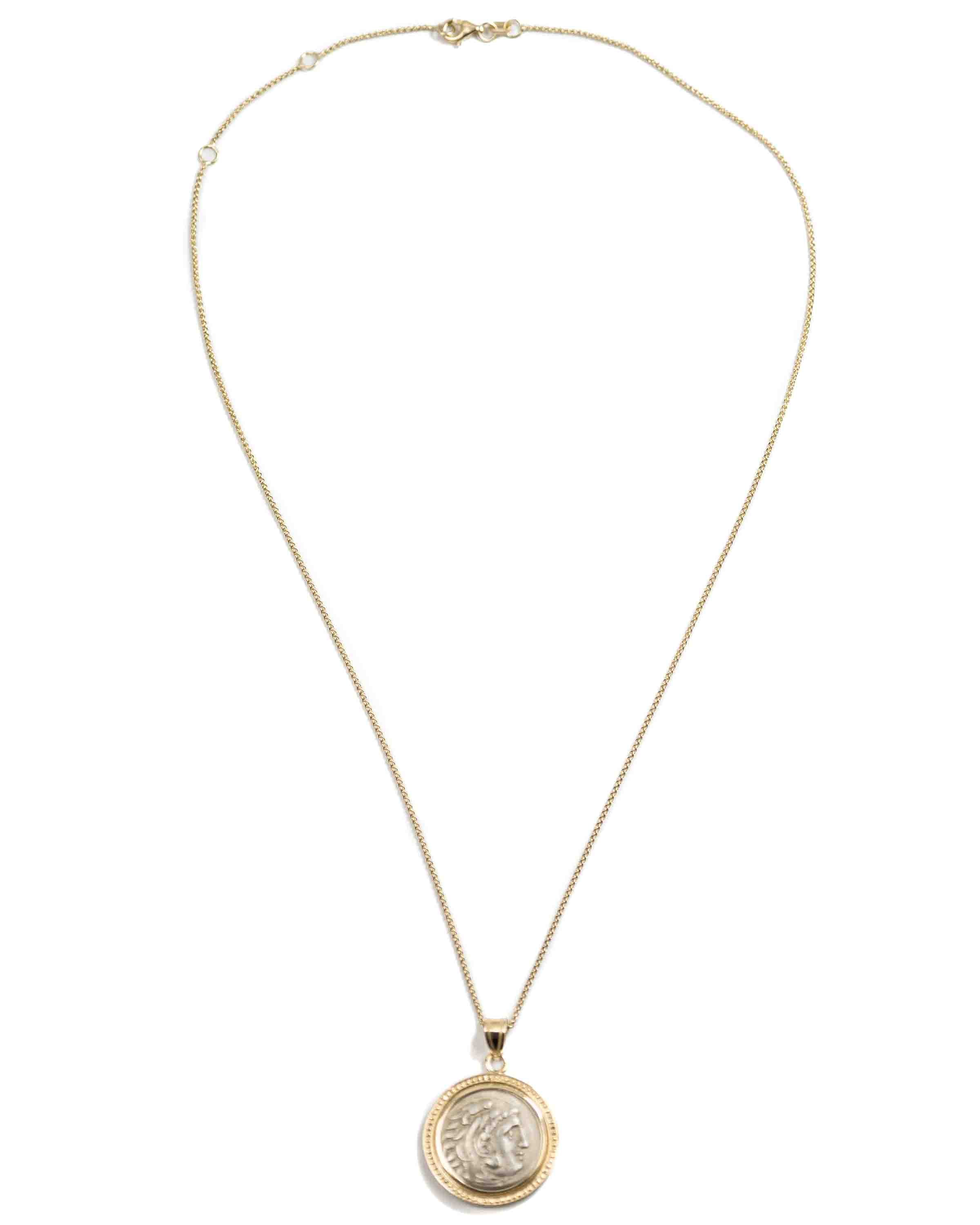 14k Gold Genuine Ancient Greek Coin Necklace (Alexander the Great; 336-323 B.C.)