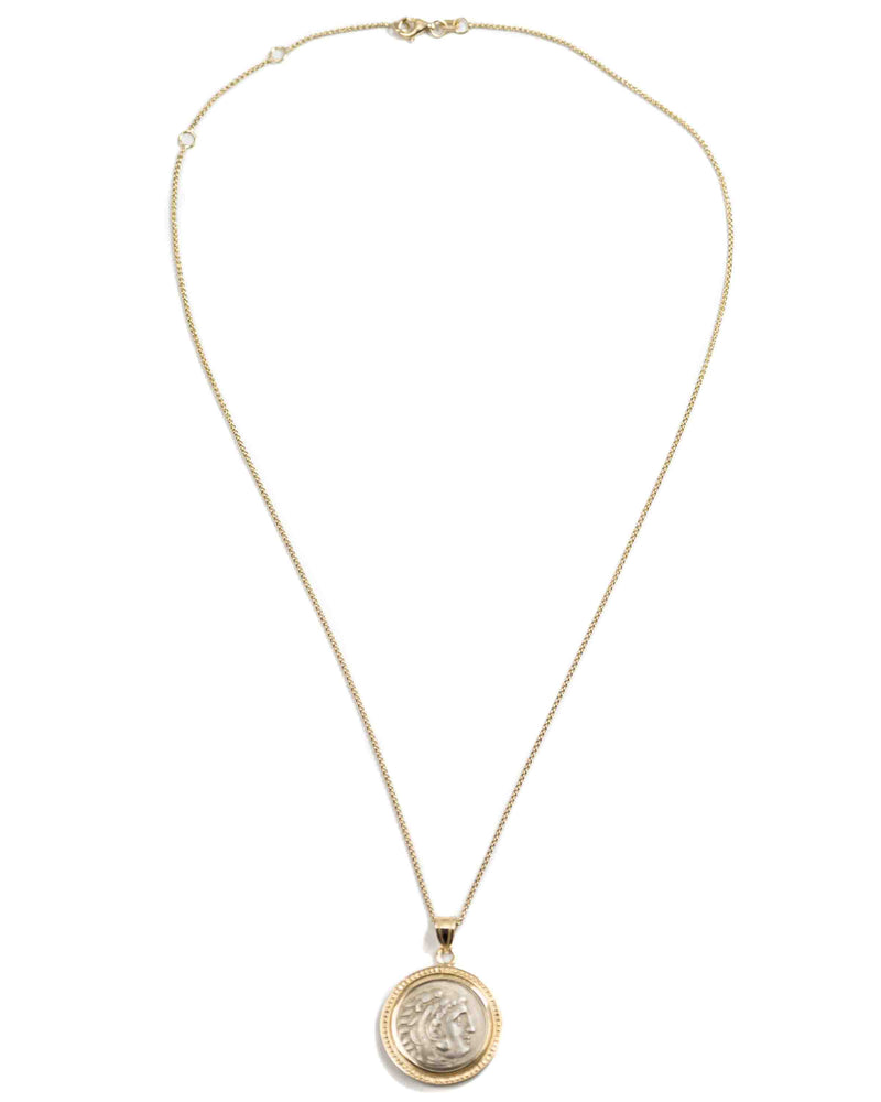 14k Gold Genuine Ancient Greek Coin Necklace (Alexander the Great; 336-323 B.C.)