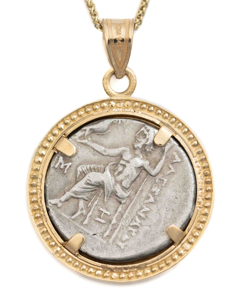 14k Gold Genuine Ancient Greek Coin Necklace (Alexander the Great; 336-323 B.C.)
