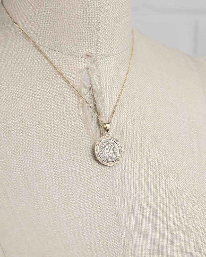 14k Gold Genuine Ancient Greek Coin Necklace (Alexander the Great; 336-323 B.C.)