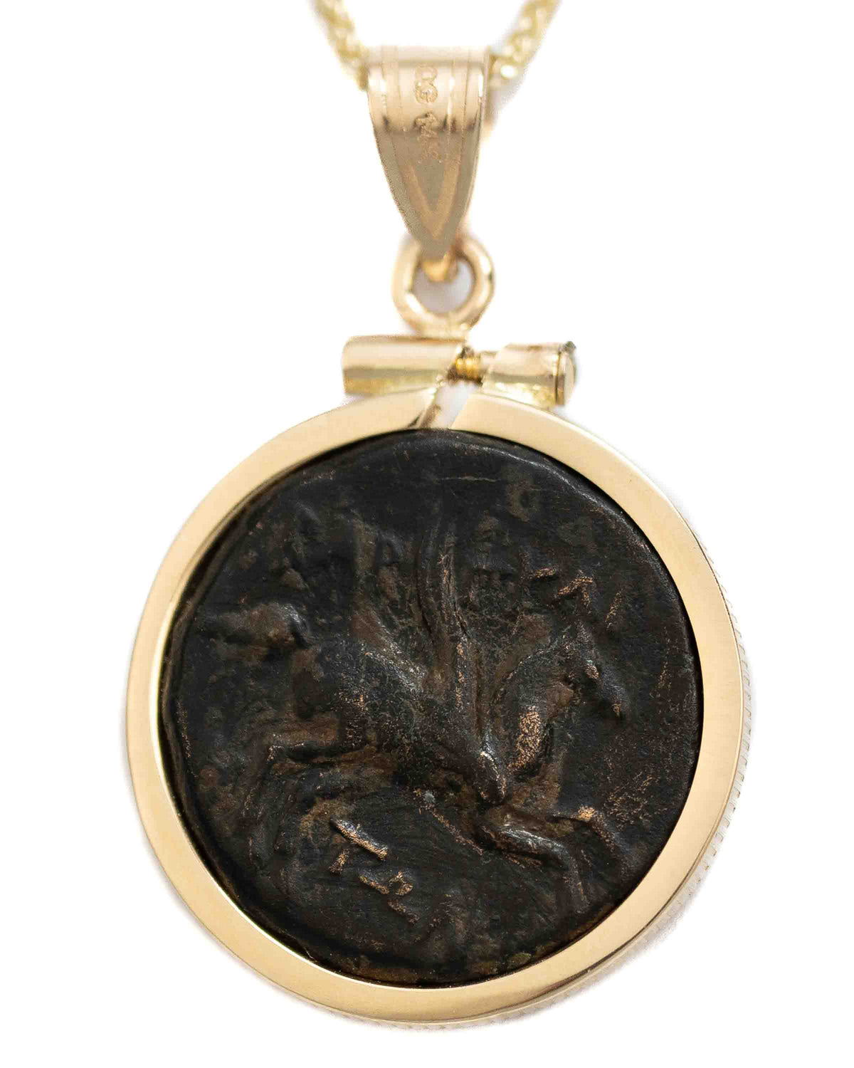14k Gold Genuine Ancient Greek Coin Necklace (Aphrodite; 344-334 B.C.)