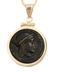 14k Gold Genuine Ancient Greek Coin Necklace (Aphrodite; 344-334 B.C.)