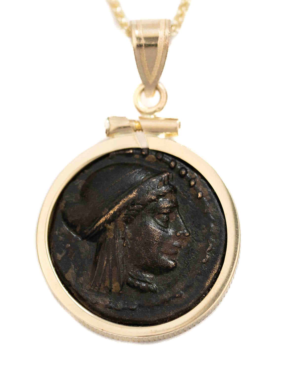 14k Gold Genuine Ancient Greek Coin Necklace (Aphrodite; 344-334 B.C.)
