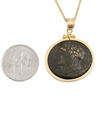 14k Gold Genuine Ancient Greek Coin Necklace (Apollo; 275-265 B.C.)
