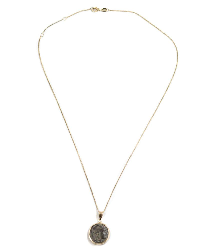 14k Gold Genuine Ancient Greek Coin Necklace (Apollo; 400-301 B.C.)