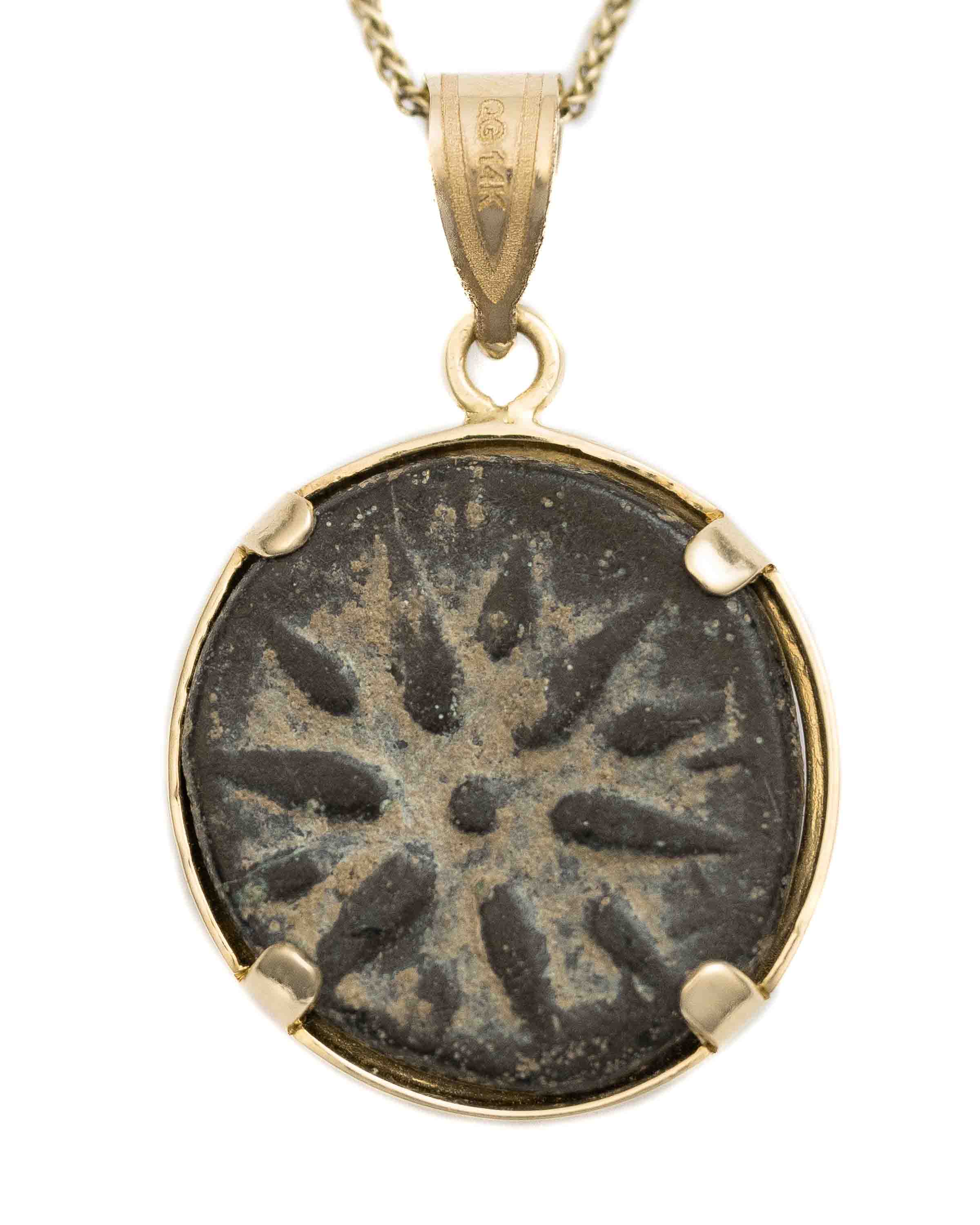 14k Gold Genuine Ancient Greek Coin Necklace (Apollo; 400-301 B.C.)