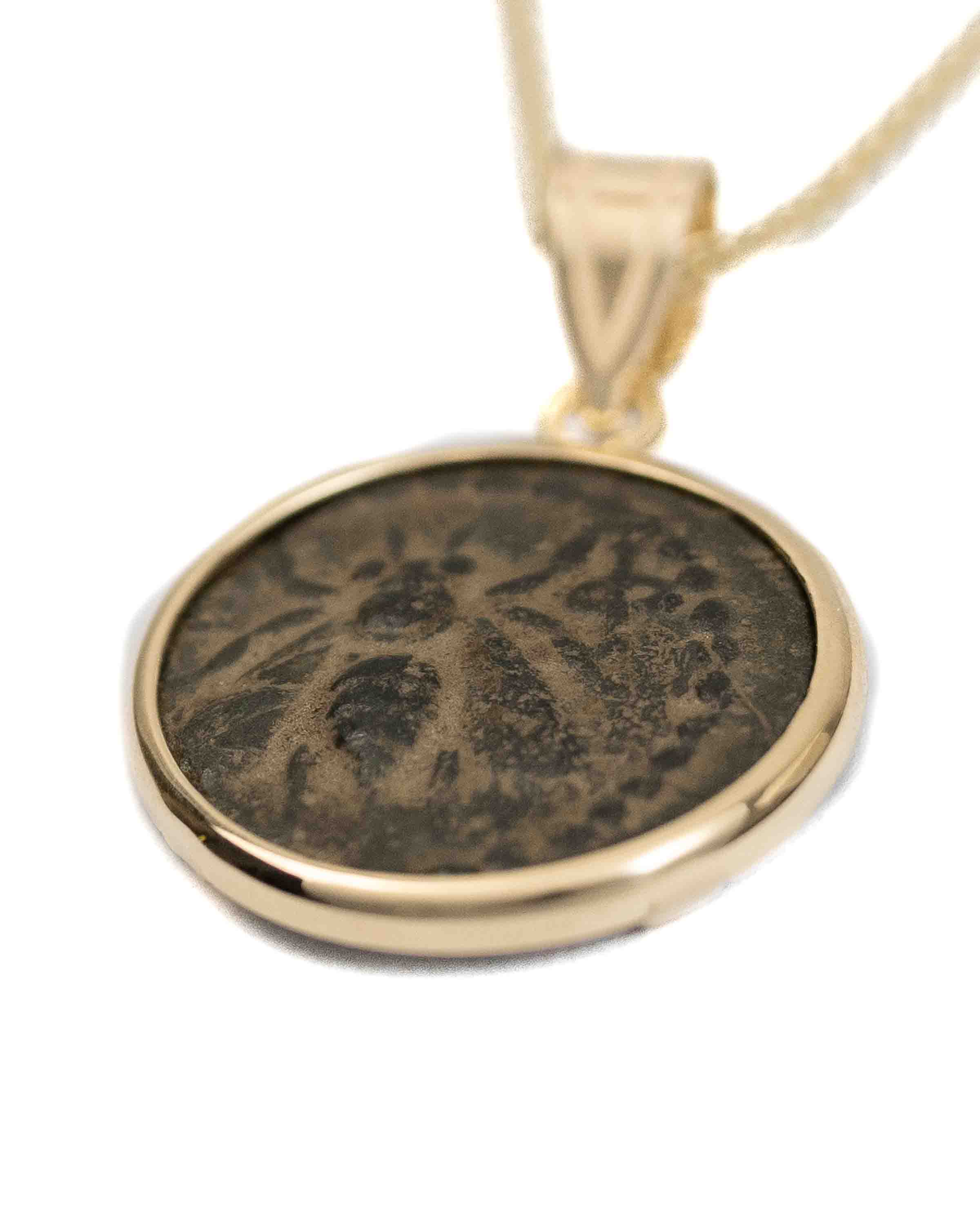 14k Gold Genuine Ancient Greek Coin Necklace (Artemis Bee; 200 B.C.)