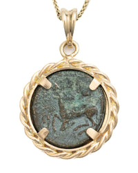 14k Gold Genuine Ancient Greek Coin Necklace (Artemis Bee; 390-300 B.C.)
