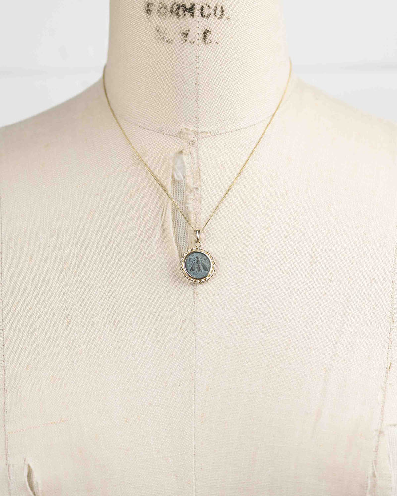 14k Gold Genuine Ancient Greek Coin Necklace (Artemis Bee; 390-300 B.C.)