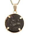 14k Gold Genuine Ancient Greek Coin Necklace (Artemis Bee; 390-300 B.C.)