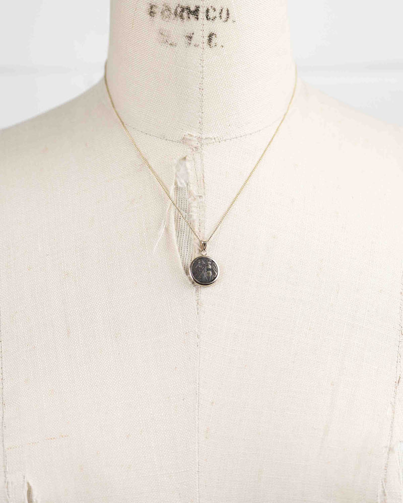14k Gold Genuine Ancient Greek Coin Necklace (Artemis Bee; 390-300 B.C.)