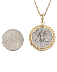 14k Gold Genuine Ancient Greek Coin Necklace (Artemis Bee; 202-150 B.C.)