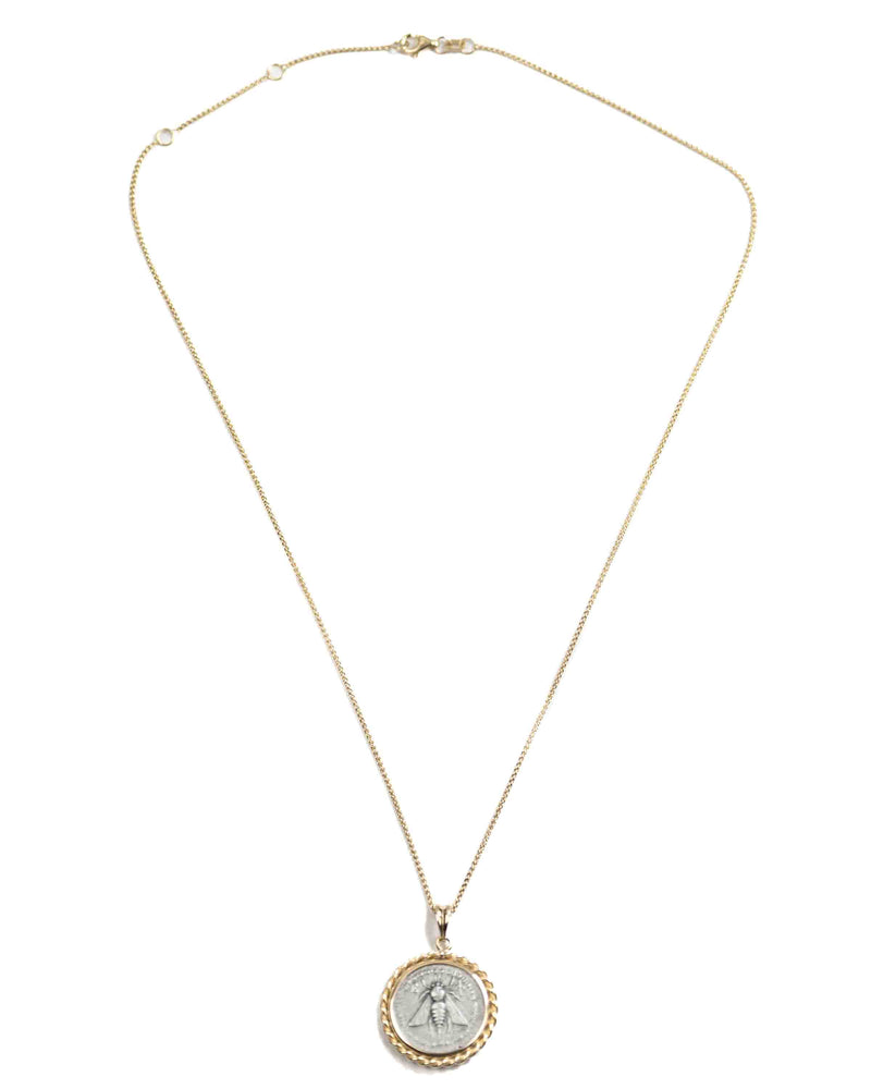 14k Gold Genuine Ancient Greek Coin Necklace (Artemis Bee; 202-150 B.C.)