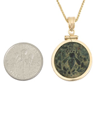 14k Gold Genuine Ancient Greek Coin Necklace (Artemis Bee; 200 B.C.)