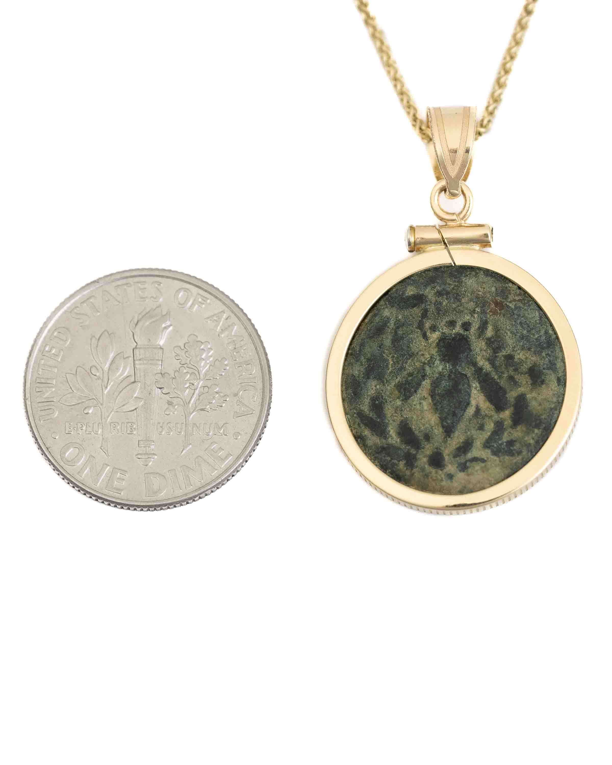 14k Gold Genuine Ancient Greek Coin Necklace (Artemis Bee; 200 B.C.)