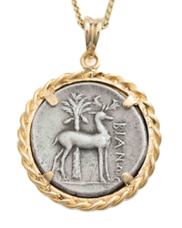 14k Gold Genuine Ancient Greek Coin Necklace (Artemis Bee; 202-150 B.C.)
