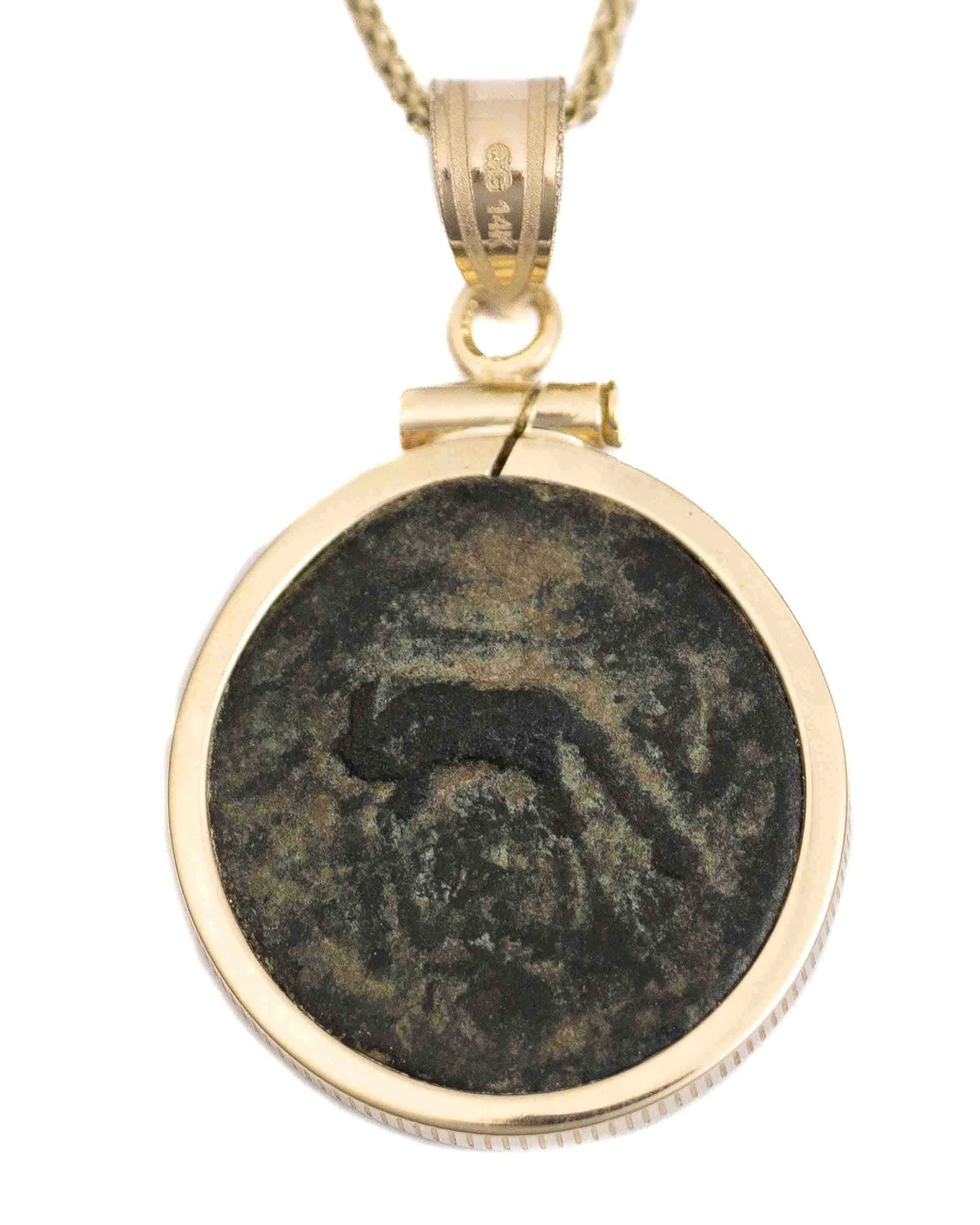 14k Gold Genuine Ancient Greek Coin Necklace (Artemis Bee; 200 B.C.)