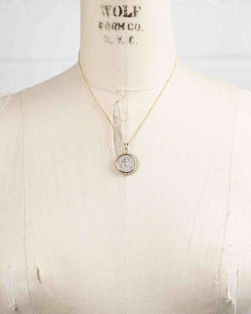 14k Gold Genuine Ancient Greek Coin Necklace (Artemis Bee; 202-150 B.C.)