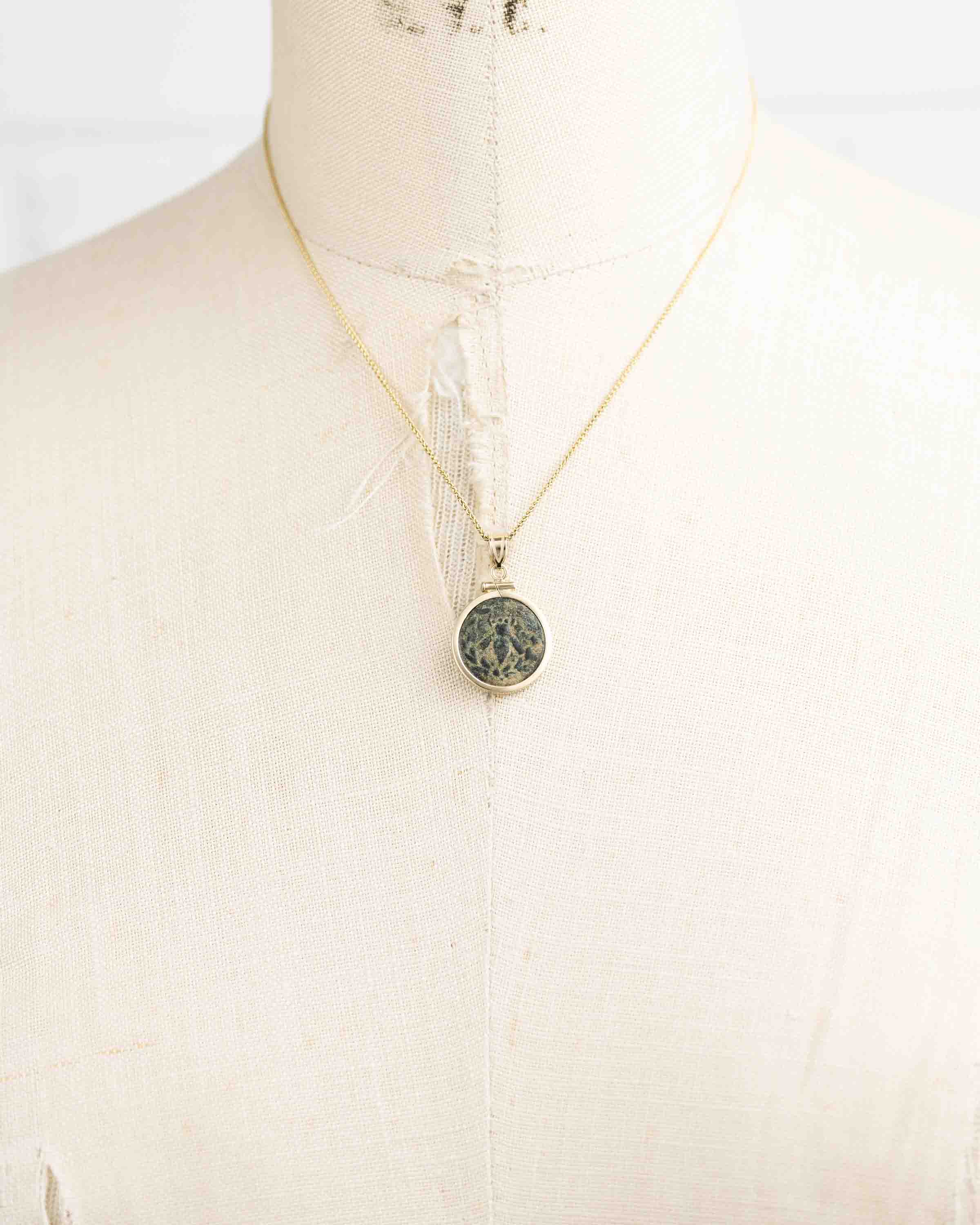 14k Gold Genuine Ancient Greek Coin Necklace (Artemis Bee; 200 B.C.)