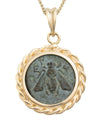 14k Gold Genuine Ancient Greek Coin Necklace (Artemis Bee; 390-300 B.C.)