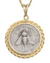 14k Gold Genuine Ancient Greek Coin Necklace (Artemis Bee; 202-150 B.C.)