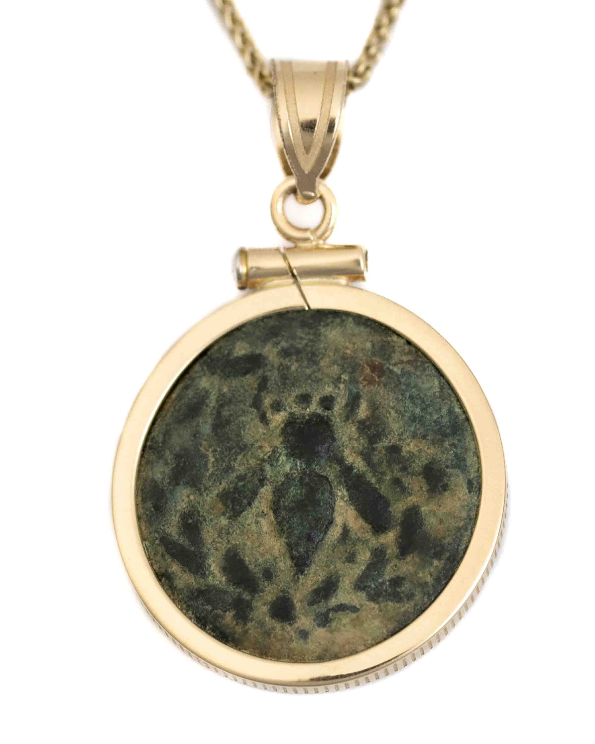 14k Gold Genuine Ancient Greek Coin Necklace (Artemis Bee; 200 B.C.)