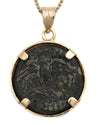 14k Gold Genuine Ancient Greek Coin Necklace (Athena/Owl; 200-133 B.C.)